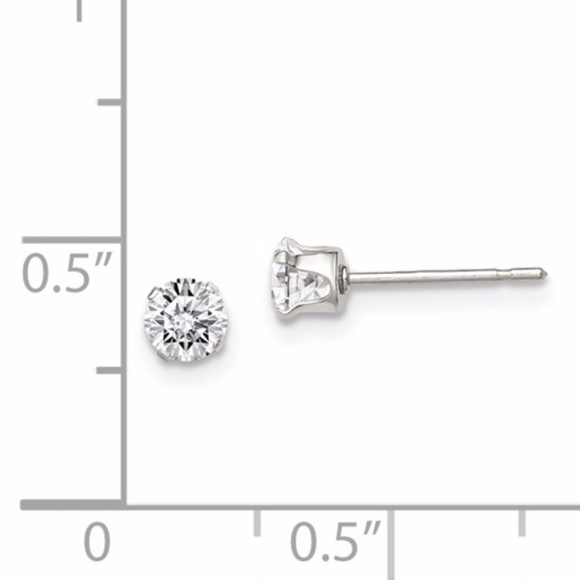 4mm Round Snap Set CZ Stud Earrings - Picture 2 of 3